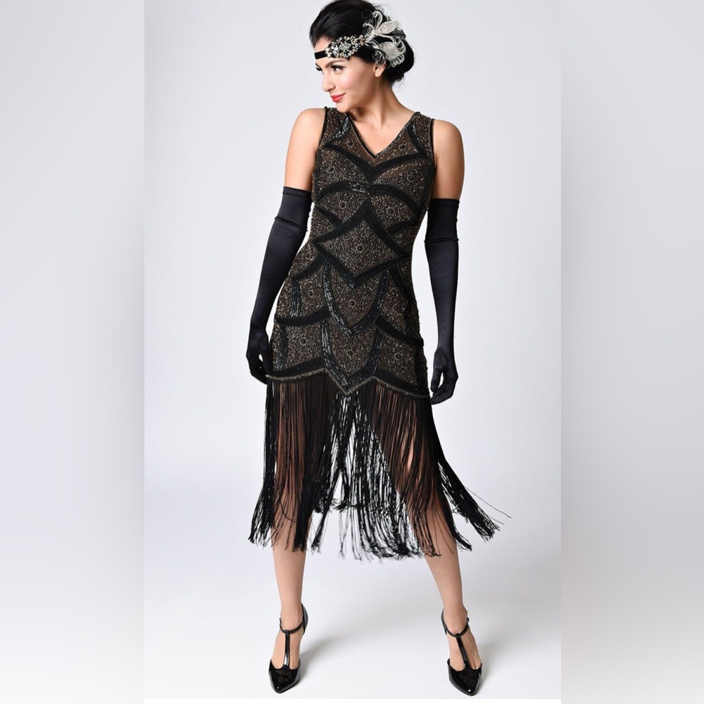 Jeanie Vintage Flapper Dress Size large